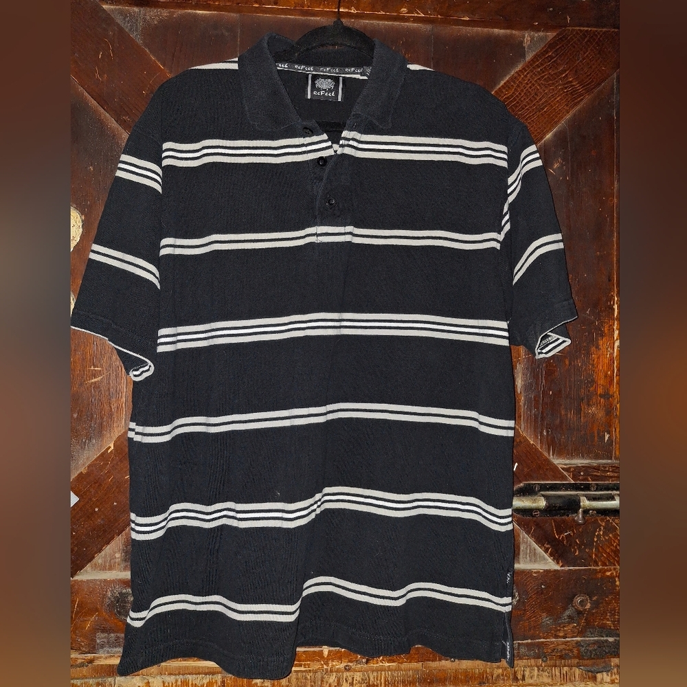 🍀3/15 Men's Striped Polo Shirt - Navy and White